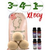 %100 Yün Merinos Yünü 3 Top ve 4 Koku Xl Çamaşır Yün Kurutma Topu ve Kokusu Kurutma Makinesi Için