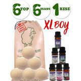 %100 Yün Merinos Yünü 6 Top ve 6 Koku Xl Çamaşır Yün Kurutma Topu ve Kokusu Kurutma Makinesi Için