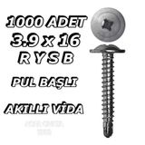 1000 Adet 3.9X16 Rysb Matkapuçlu Pul Başlı Akıllı Vida 1 Paket