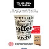1000 Adet 7 Oz (200 ml) Karton Bardak - Coffee Desenli Ekonomik Paket - Cup İstanbul