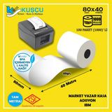 1000 Adet 80X40 Tse Belgeli - Bpa Içermeyen - Pos,adisyon,yazar Kasa,bilgi Fişi,ıbm Rulo - Kuşçu Etiket - Beyaz