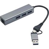 1000 Mbps Gigabit Usb-C ve Usb-A Girişli 4 Port USB 3.0 Hub Gigabit Ethernet Adaptörü – 1000 Mbps Kablolu Internet, 5gbps Veri Aktarımı, Çoklu Bağlant