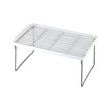 1000 Melocej 57855210129086880184975 Dolap İçi Raf Düzenleyici, Metal Ayaklı, Plastik Mutfak Rafı, Tezgah Üstü Yer Kazandıran Organizer, 14X30Cm Açık Bej