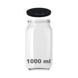 1000 ml Şeffaf Cam Kavanoz 1000 cc Konserve Metal Kapaklı Cam Kavanoz 6 Adet (Şeffaf, 1000 Cc)
