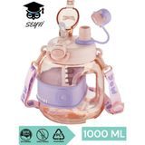 1000 ml Tek Kapak Çift Kullanım Pipetli /rahat Içim Boyun Askılı Çocuk Su Matarası Suluk Vagonlife Pembe Tek Ebat >550 ml Belirtilmemiş