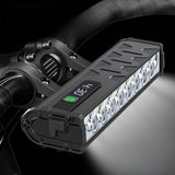 10000 Lümen 17 LED USB Şarjlı Bisiklet Farı 10000 Mah Su Geçirmez 17 LED Yol Bisiklet ve Scooter Motosiklet Feneri - Siyah