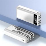 10000 Mah Çoklu Kablolu Gerçek Kapasite Powerbank Taşınabilir Şarj Aleti BEYAZ