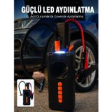 10000mAh Şarjlı Araç Kompresörü Akü Takviye Cihazı Powerbank Özellikli Dijital Lastik Şişirme Pompas