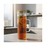 1000ML Bambu Kapaklı Borosilikat Cam Yağlık & Sürahi – Şık, Dayanıklı ve Sağlıklı Saklama Çözümü (8cm x 20CM) - 1BW-Beyaz - --