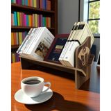 1000Nar Masaüstü Kitaplık / Masaüstü Organizer / Portatif Kitaplık / Ofis Kitaplığı / Ejderha Işlemeli Kitaplık / 45 cm x 14,5 cm x 21 cm - Ceviz