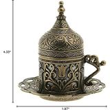 1001 (1 Adet Türk Yunan Arap Kahvesi Espresso Fincan Tabağı (Lale) (Antik Yeşil) - seçenek