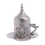 1001 (1 Adet Türk Yunan Arap Kahvesi Espresso Fincan Tabağı (Lale) (Gümüş) - seçenek