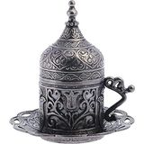 1001 (1 Adet Türk Yunan Arap Kahvesi Espresso Fincanı Tabağı (Lale) (Siyah)