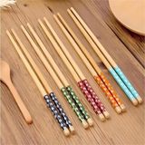1001 10 Adet Bambu Desenli Yıkanabilir Çin Çubuk - Sushi, Ramen ve Noodle Yemek Çubukları Seti