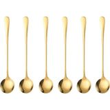 1001 1010 Çelik Gold 6 Adet 18 cm Uzun Tatlı Latte ve Dondurma Kaşığı CIN510SR-6