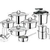 1001 1087 Silindir Tencere Seti - Paslanmaz Çelik Tencere Takımı - 18 Parça Çelik Tencere Çeyiz Set - ebat