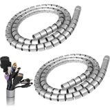 1001 16 mm Gri 1 Metre Spiral Kablo Toplayıcı, Boru Tipi Kablo Düzenleyici (2 Adet)
