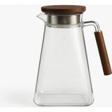 1001 1800 ml Borosilikat Cam Sürahi – Isıya Dayanıklı, Akasya Ahşap Kapak ve Saplı, Paslanmaz Çe - secenek