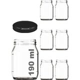 1001 190 ml Şeffaf Kavanoz 190 cc Konserve Metal Kapaklı Cam Kavanoz 6 Adet