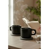 1001 2 Adet El Yapımı 260 ml Siyah Parlak Seramik Mug Çay Kahve Kupası MIT1302 - seçenek