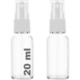 1001 20 ml Kapaklı Sprey Şişesi 20 cc Fısfıs Kolonya Dezenfektan Cam Şişe 2 Adet (Şeffaf Şişe | - ton