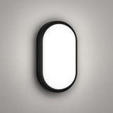 1001 20W IP65 Oval Siyah LED Tavan ve Duvar Lambası | 6500K Beyaz Işık | Su Geçirmez Banyo Bahçe Ayd