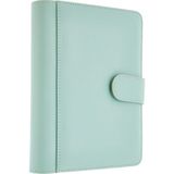 1001 2k 2025 Ajanda Suni Deri Mıknatıs Kapaklı 4 Halka Mekanizmalı Organizer, Su Yeşili, 20X23X4 cm