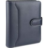 1001 2k 4655 Ajanda Tarihsiz Kareli 14X20 cm Ajanda/defter Hesap Makineli Suni Deri Organizer, Lacivert