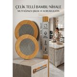 1001 2'li Set Bambu Çelik Telli Nihale Isıya Dayanıklı Tencere ve Servis Altlığı 719372