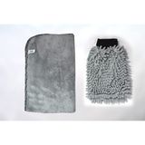 1001 2'li Set Mikrofiber Büyük Boy Peluş Oto Kurulama Bezi ve Şönil Temizlik Eldiveni