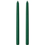 1001 2’li Yeşil Şamdan Mum Seti 25 cm – Dekoratif Ince Şamdan Mum, Kokusuz Parafin WAX,%100 Pamuk - Beyaz - Gold