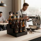 1001 3 Katlı 9 Bölmeli Şurup Standı Siyah - Geniş Barista Kahve Şurubu ve Sos Düzenleyici Stand, K