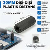 1001 30MM Dişi-Dişi Plastik Distans - Aralayıcı (12 Takım M3 Plastik) Civatalar Dahil