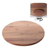 1001 34 cm Dönerli Akasya Sunum Tepsisi, 360 Derece Dönen Yuvarlak Ahşap Servis Tabağı, Kahvaltı, P - 0 - 249 ml