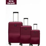 1001 3'lü Valiz Seti Polikarbon Valiz 4x2 Teker 1811 (Bordo) - secenek