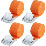 1001 4 Adet Turuncu Polyester Gergi Kayışı, Kısa, Germe Kayışı, 1 M x 2,5 Cm, Çinko Alaşım Klip