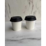 1001 4 OZ(118ML) Kapaklı Karton Bardak 100 Adet Bardak+ 100 Adet Kapak Beyaz Desen Maycup