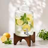 1001 5 Lt Cam Sebil Akasya Standlı, Musluklu Içecek Dispenseri, Kapaklı Cam Damacana Sebil, Limonata - seçenek
