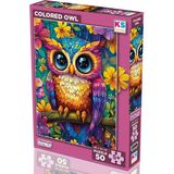 1001 50 Parça Renkli Baykuş Puzzle 5 Yaş Üzeri Kız ve Erkek Çocuk Yapboz 48 x 34 cm 31752