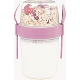 1001 650 ml Take-Go Kaşıklı Hazneli Meyveli Müsli Kabı Piknik Iş Yoğurt Süt Bardağı Kapaklı ve
