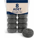 1001 8 Adet Paslanmaz Çelik Tel Bulaşık Teli Poşetli - ebat