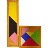 1001 Ahşap Kare Tangram 11X11 + Ahşap T Tangram Renkli Zeka Oyunu Seti GNSRKFAZ2941
