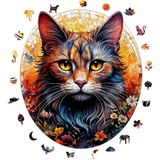 1001 Ahşap Puzzle Yetişkin - Kedi ve Çiçek - 333 Parça, 29 x 33 cm - Yapıştırıcı Folyo Dahil -