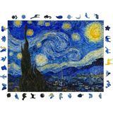 1001 Ahşap Puzzle Yetişkin - Van Gogh Yıldızlı Gece - 450 Parça, 29 x 39 cm - Yapıştırıcı Foly