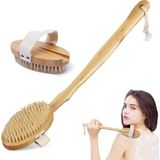 1001 Ahşap Sırt Fırçası – Uzun Saplı Doğal Kıllı Banyo ve Duş Fırçası, Çıkarılabilir El