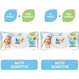 1001 Aktif Sensitive Bebek Islak Mendil 24+ Ay 12X90 Adet (2 Paketi) - özellık