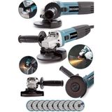 1001 Alman 2600 Watt Profesyonel 125 mm Avuç Içi Spiral Taşlama Makinesi + 10 Disk