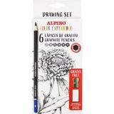 1001 Alpino Color Experience 6 Grafit Kalem, Sanat Için + Kalemtıraş + Silgi | Profesyonel Çizim Kale