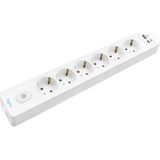 1001 Altılı Anahtarlı USB Hızlı Şarjlı (20W) Topraklı Priz, 2m, Çocuk Korumalı