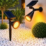 1001 AMBER18 LED Spot Güneş Enerjili Bahçe Aydınlatma Lambası, Fotoselli, Spike Aplik, 18W Su Geçir